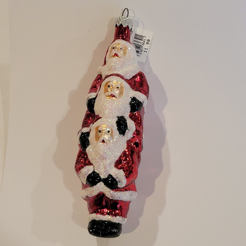 Vintage Cost Plus World Market Glass Santa Ornament Poland Blown Glass